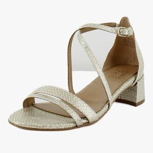 Naturalizer Metallic Gold Textured Block Heel Sandals